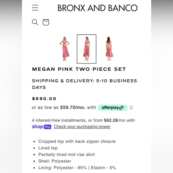 NWOT Bronx and Banco Megan lace floral pink nude two piece set top midi skirt - Picture 2 of 11